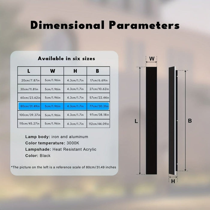 Outdoor Linear Rectangular Wall Light, Waterproof LED Wall Lamp, Modern Black Wall Light for Wall Villas Courtyard Porch ErisView