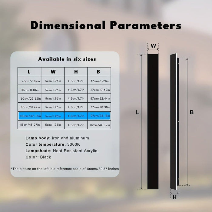 Outdoor Linear Rectangular Wall Light, Waterproof LED Wall Lamp, Modern Black Wall Light for Wall Villas Courtyard Porch ErisView