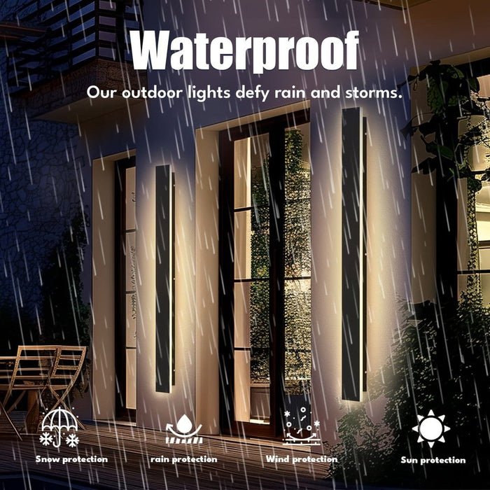 Outdoor Linear Rectangular Wall Light, Waterproof LED Wall Lamp, Modern Black Wall Light for Wall Villas Courtyard Porch ErisView