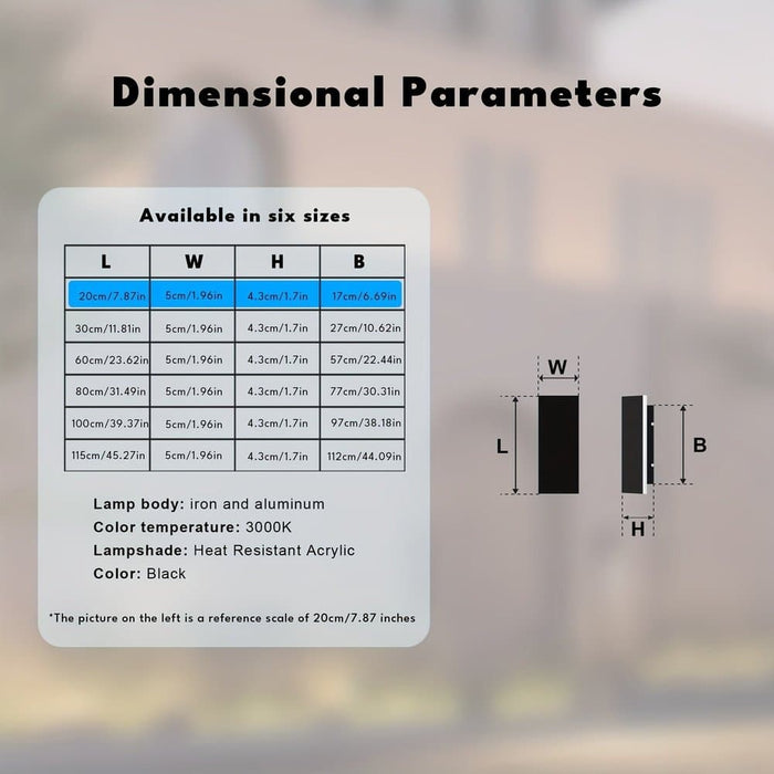 Outdoor Linear Rectangular Wall Light, Waterproof LED Wall Lamp, Modern Black Wall Light for Wall Villas Courtyard Porch ErisView