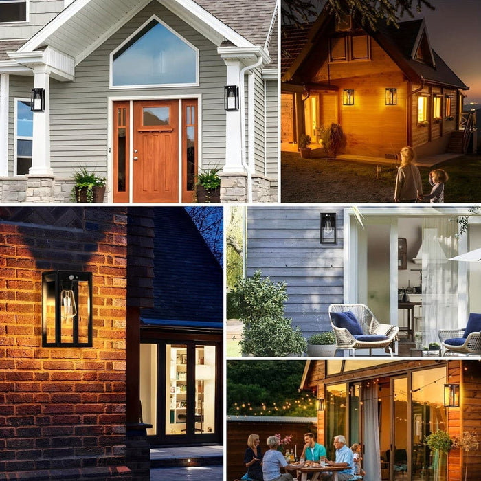 Outdoor Solar Wall Light, Dusk to Dawn Motion Sensor Solar Porch Light with Panel, Waterproof Exterior Wall Lantern Light for Patio Front Garage-ErisView