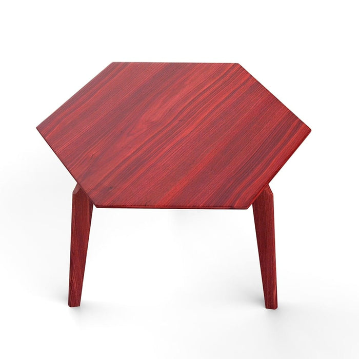 Red Cherry Wood Hexagonal Modular Coffee Table-2 Legs View-ErisView