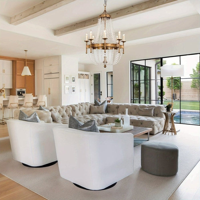 Rustic Gold Empire Crystal Chandelier, Wagon Wheel Crystal Chandelier with 8 Candle Shaped Lights for Living Room-ErisView