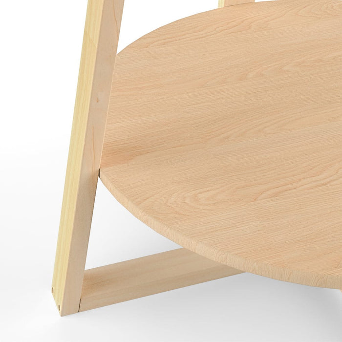 Scandinavian Style Oak Wood 2-Tier Round Side Table-Table Base Detail-ErisView