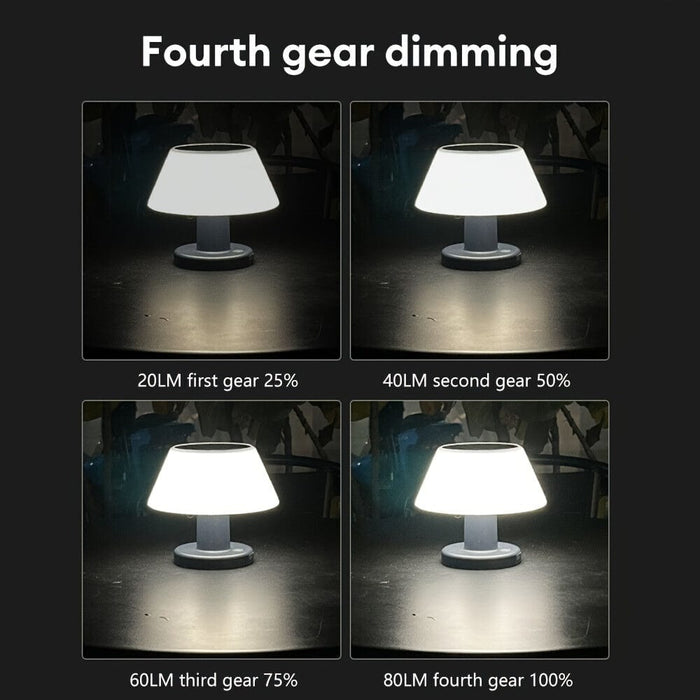 Set of 2 Mushroom Shaped Solar Outdoor Table Lamps, Rechargeable Wireless Table Lamps for Bedroom Living Room Garden Camping-4 Gear Dimming-ErisView