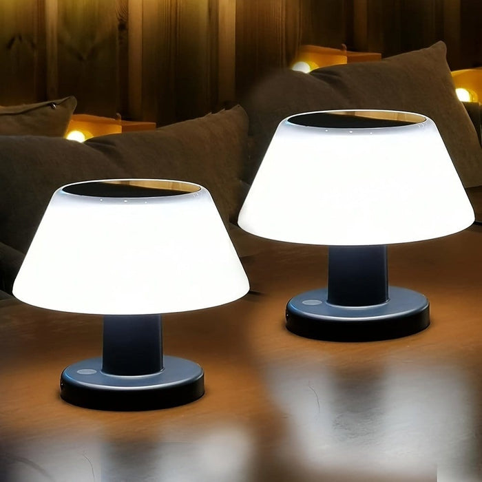 Set of 2 Mushroom Shaped Solar Outdoor Table Lamps, Rechargeable Wireless Table Lamps for Bedroom Living Room Garden Camping on Nightstand-ErisView