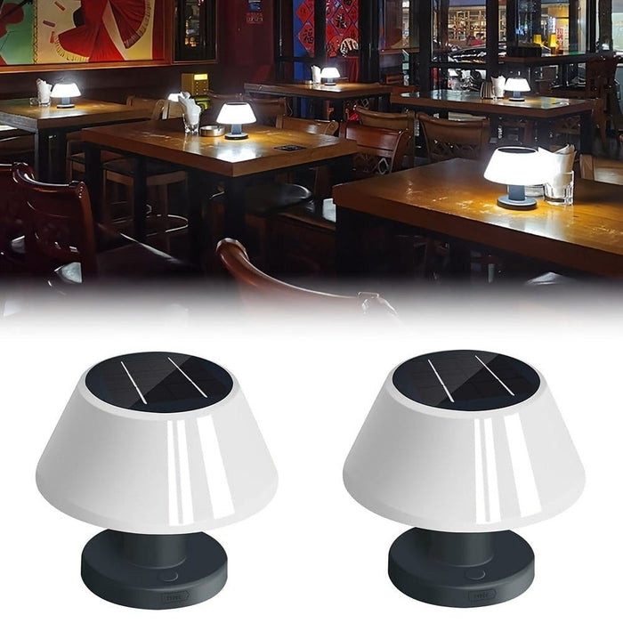 Set of 2 Mushroom Shaped Solar Outdoor Table Lamps, Rechargeable Wireless Table Lamps for Restaurant-ErisView