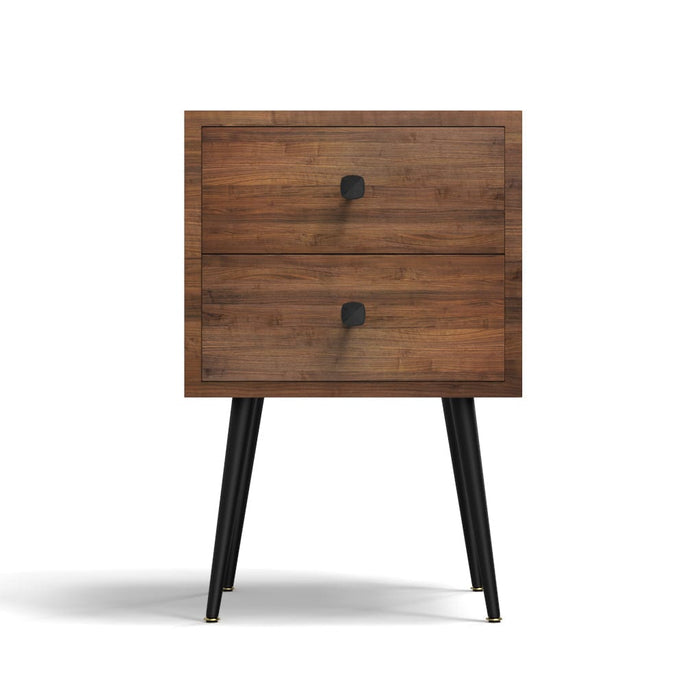 Sheesham Wood Nightst and Bedside Table with 2 Drawers-Front-ErisView