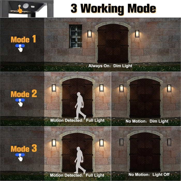 Solar Outdoor Wall Lights, Waterproof Motion Sensor Dusk To Dawn Solar Wall Lights, Solar Outdoor Wall Lights for Deck Garage Porch-ErisView