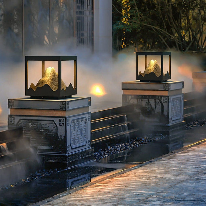 Stainless Steel Solar Outdoor Light with 3D Mountain Scenery Frame, Waterproof and Rust-Proof, Durable Resin Decoration for All-Weather Use-ErisView-19