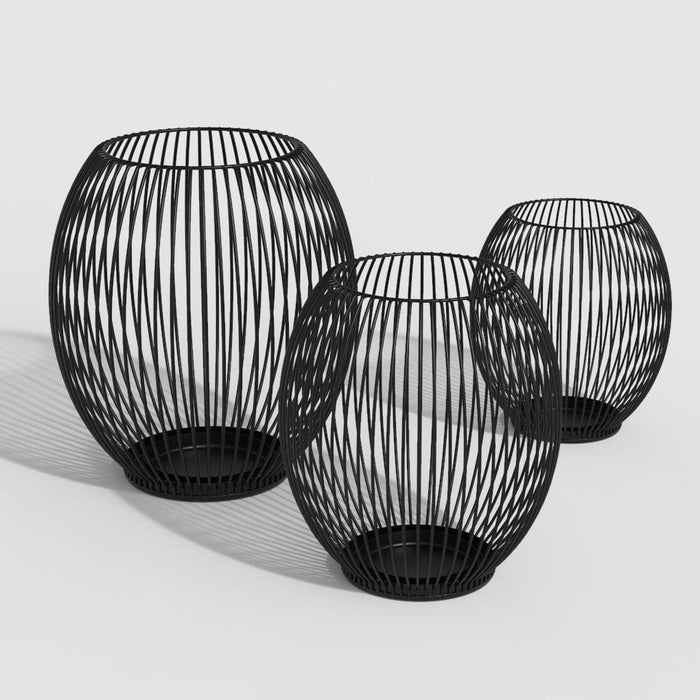 Vintage Black Lantern Iron Candle Holder-Set of 3-ErisView