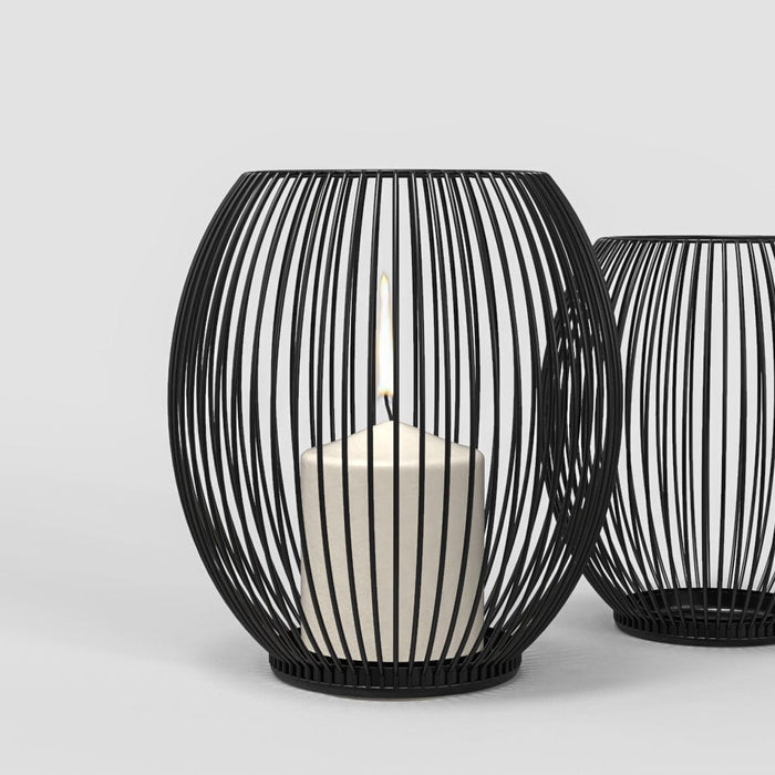 Vintage Black Lantern Iron Candle Holder-Set of 2-ErisView