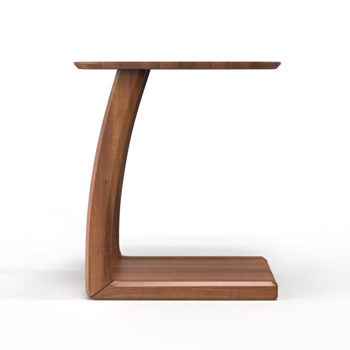 Vintage C-Shaped Black Walnut Wood 2 Tier Side Table-SideView-ErisView