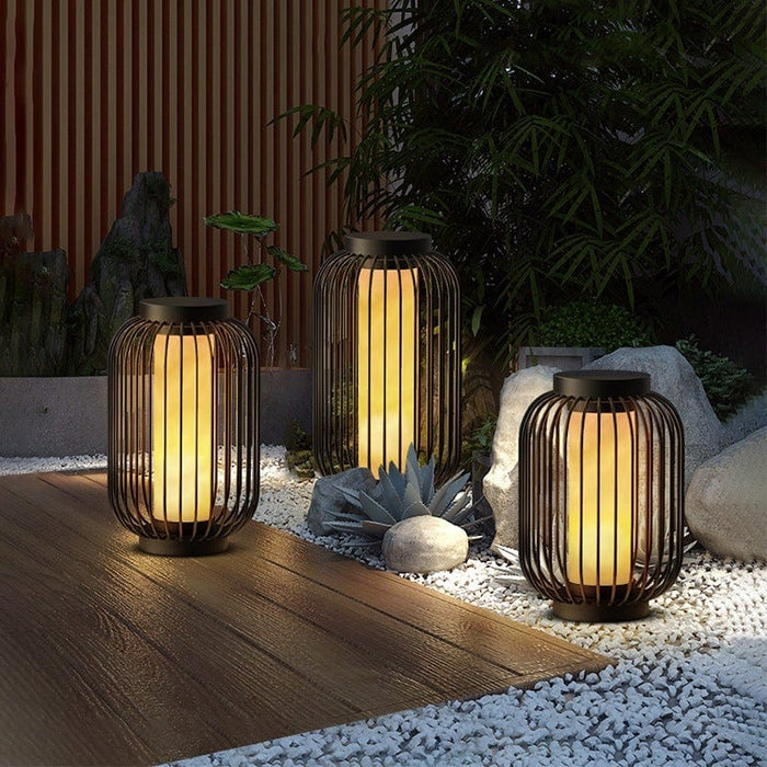 Waterproof Stainless Steel Cage Shape Brown Modern Outdoor Lanterns