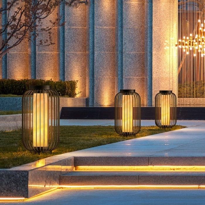 Waterproof Stainless Steel Cage Shape Brown Modern Outdoor Lanterns