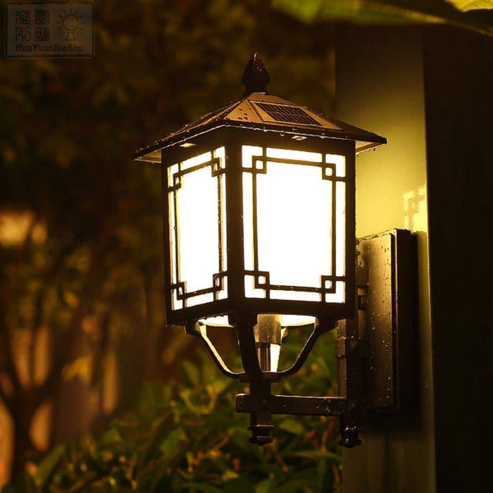 Up/Down Lighting Waterproof Black Vintage Solar Lights Outdoor Lanterns