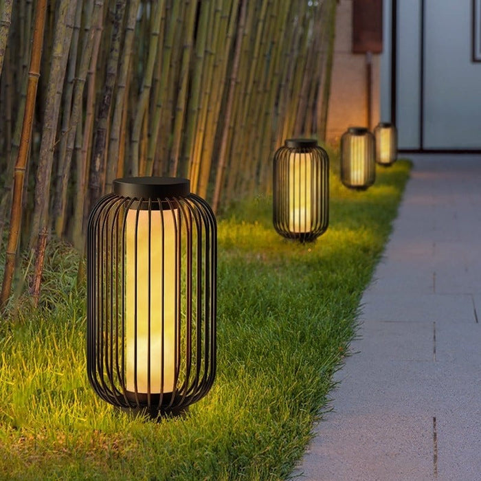 Waterproof Stainless Steel Cage Shape Brown Modern Outdoor Lanterns