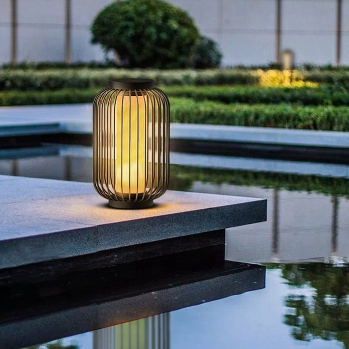 Waterproof Stainless Steel Cage Shape Brown Modern Outdoor Lanterns