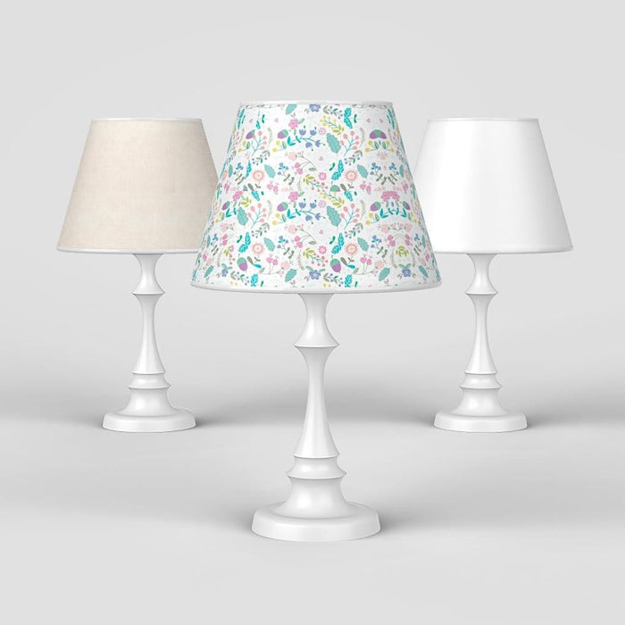19 In. H White/Floral Table Lamps with Linen Shade Modern Bedside Lamps