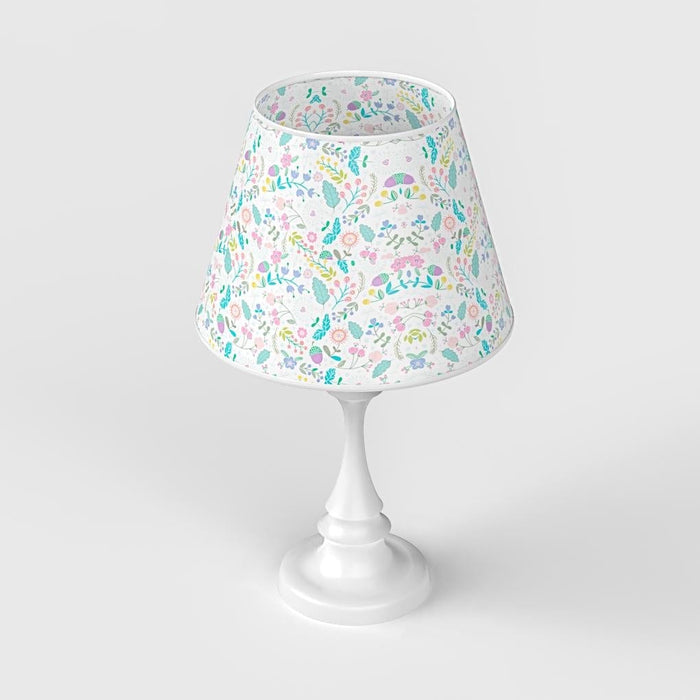19 In. H White/Floral Table Lamps with Linen Shade Modern Bedside Lamps
