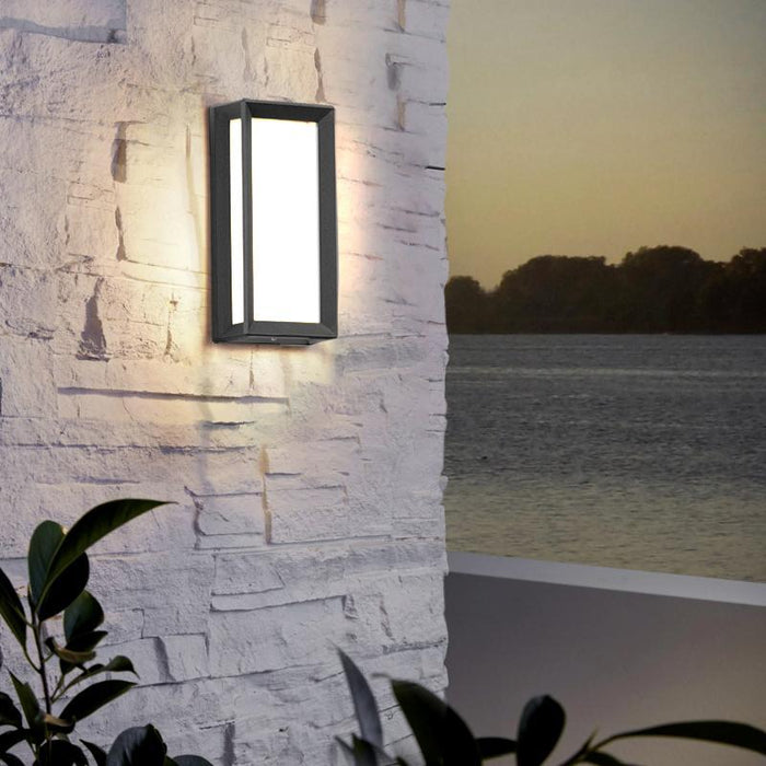 Unique Rectangular Frame Waterproof Black Modern Outdoor Wall Lights