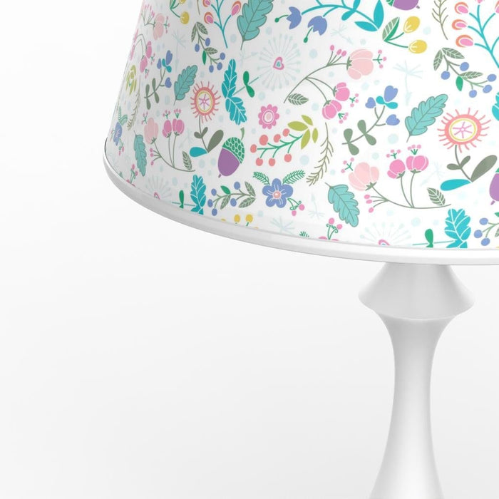 19 In. H White/Floral Table Lamps with Linen Shade Modern Bedside Lamps