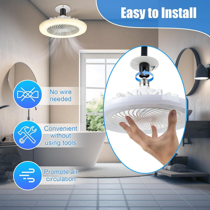 10 in. Bladeless Socket Ceiling Fan with LED Light, Enclosed Ceiling Fan with Light and Remote, Mini Ceiling Fan for Garage Bathroom, Set of 2 -5-ErisView