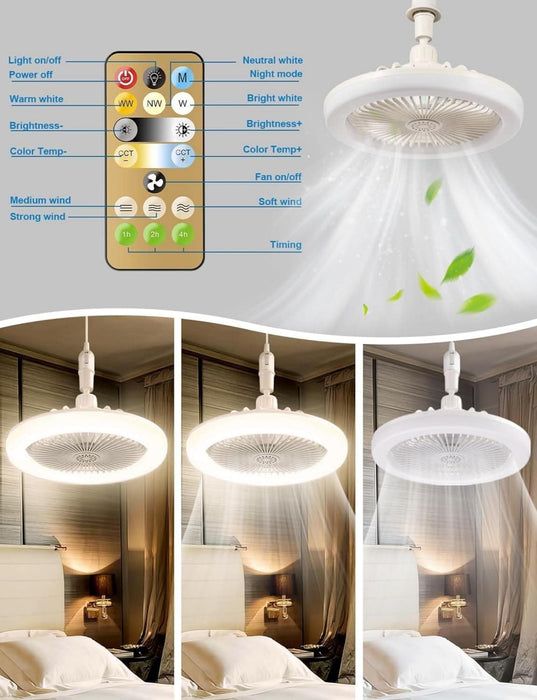 10 in. Mini Flush Mount Bladeless Ceiling Fan for Kitchen Bathroom Garage Pantry Tool Room Laundry Room, Enclosed Ceiling Fan with Lights Remote for Summer-2-ErisView