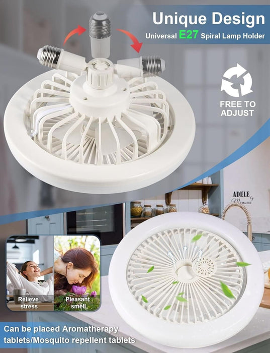 10 in. Mini Flush Mount Bladeless Ceiling Fan for Kitchen Bathroom Garage Pantry Tool Room Laundry Room, Enclosed Ceiling Fan with Lights Remote for Summer-9-ErisView