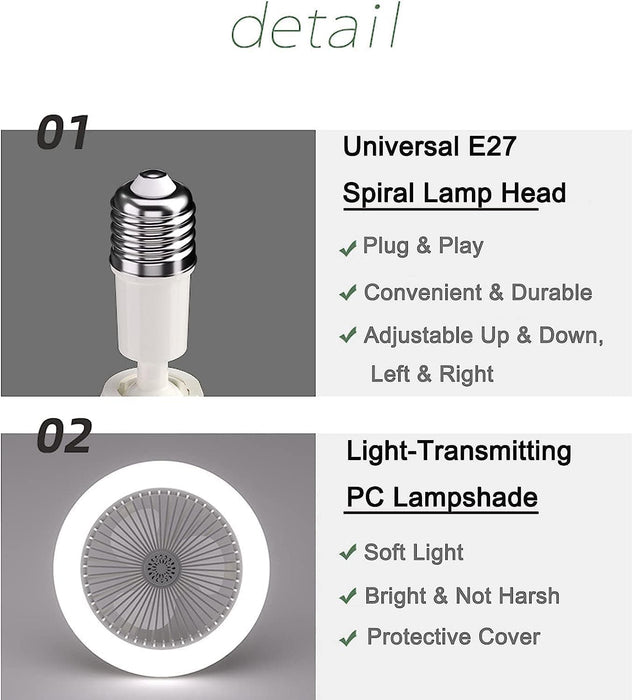 10 in. Mini Flush Mount Ceiling Fan without Blades for Kitchen Bathroom Garage Closet Laundry Room, Enclosed Ceiling Fan with Lights and Remote for Summer-6-ErisView