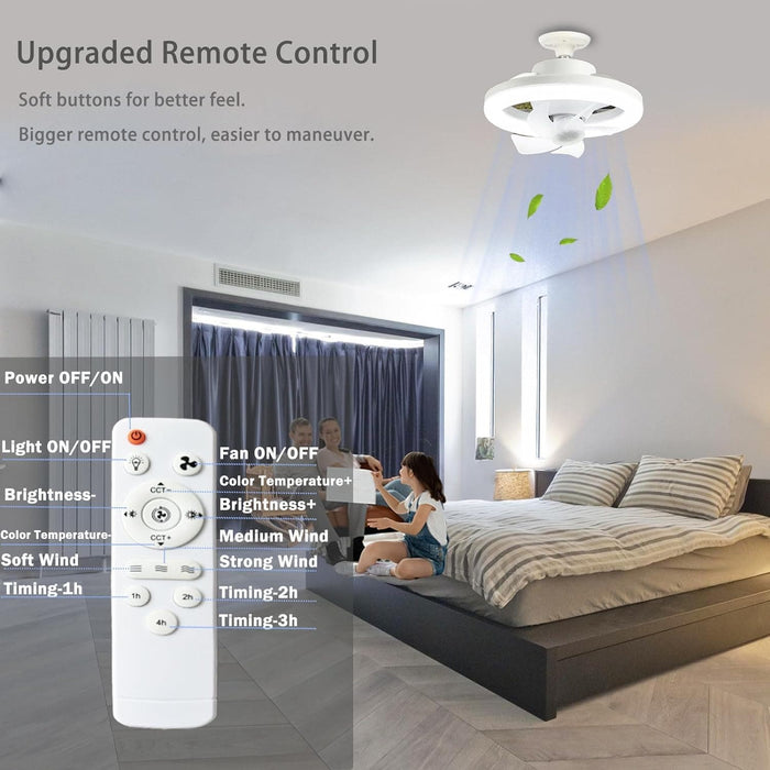 10 in. Small Ceiling Fan for Bathroom Bedroom Kitchen Small Room, Socket Ceiling Fan with Light, 360¡ã Rotating Ceiling Fan with Lights and Remote-5-ErisView