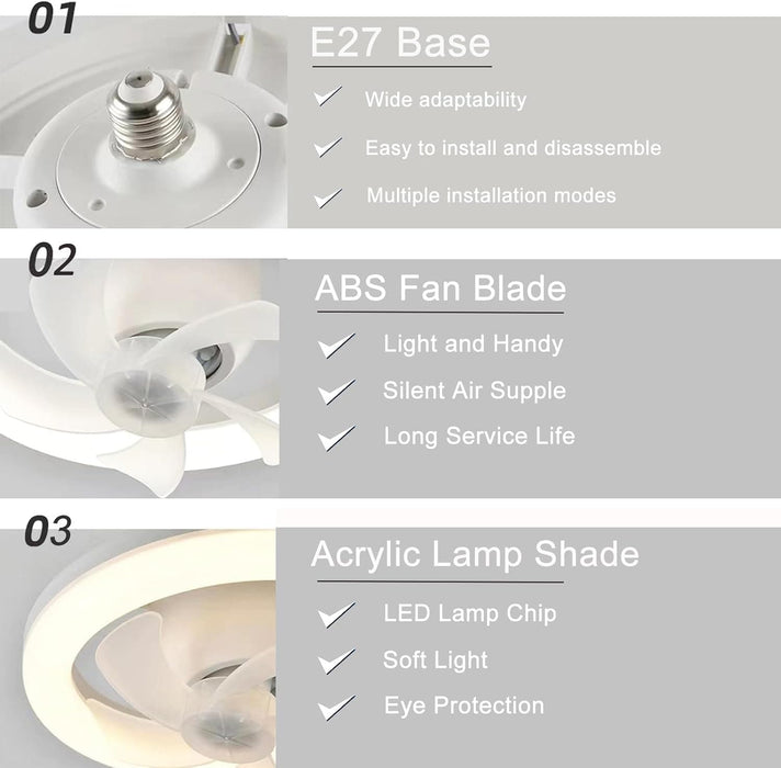10 in. Small Ceiling Fan for Bathroom Bedroom Kitchen Small Room, Socket Ceiling Fan with Light, 360¡ã Rotating Ceiling Fan with Lights and Remote-6-ErisView