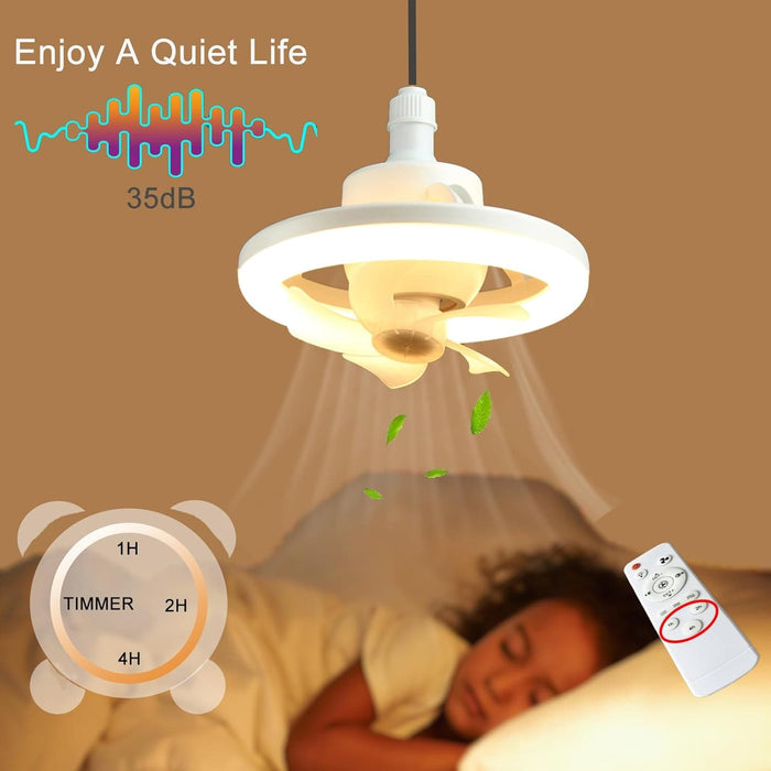10 in. Small Ceiling Fan for Bathroom Bedroom Kitchen Small Room, Socket Ceiling Fan with Light, 360¡ã Rotating Ceiling Fan with Lights and Remote-7-ErisView