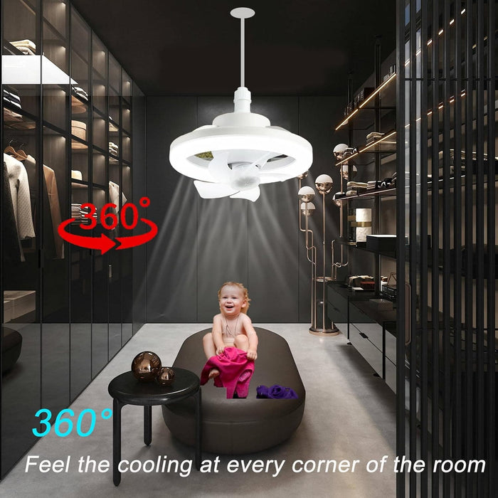 10 in. Small Ceiling Fan for Bathroom Bedroom Kitchen Small Room, Socket Ceiling Fan with Light, 360¡ã Rotating Ceiling Fan with Lights and Remote-8-ErisView