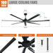 100 in. Black Extra Large Ceiling Fans without Lights, Outdoor Fan with Remote for Garage, Reversible Ceiling Fan, Porch Ceiling Fans-4-ErisView