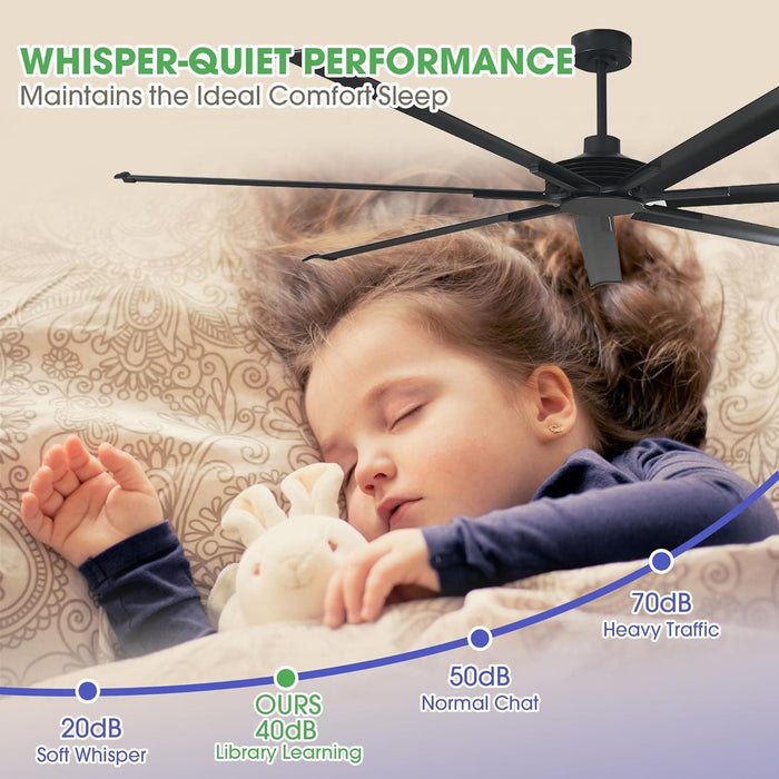 100 in. Black Extra Large Ceiling Fans without Lights, Outdoor Fan with Remote for Garage, Reversible Ceiling Fan, Porch Ceiling Fans-8-ErisView