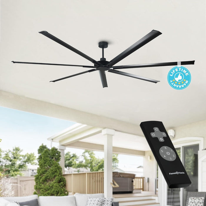 100 in. Black Extra Large Ceiling Fans without Lights, Outdoor Fan with Remote for Garage, Reversible Ceiling Fan, Porch Ceiling Fans-1-ErisView