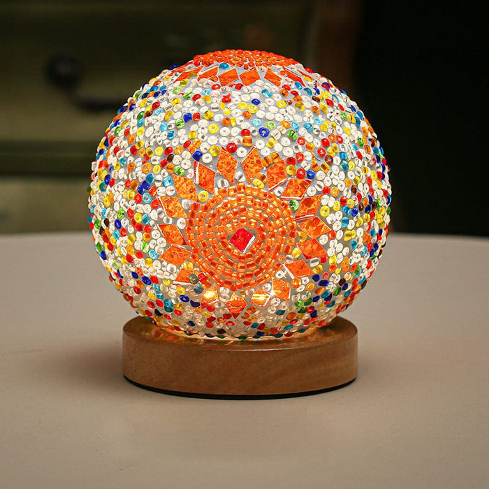 3.9'' Spherical LED Dimmable Glass Bohemian Baroque table lamp Mosaic Night Light
