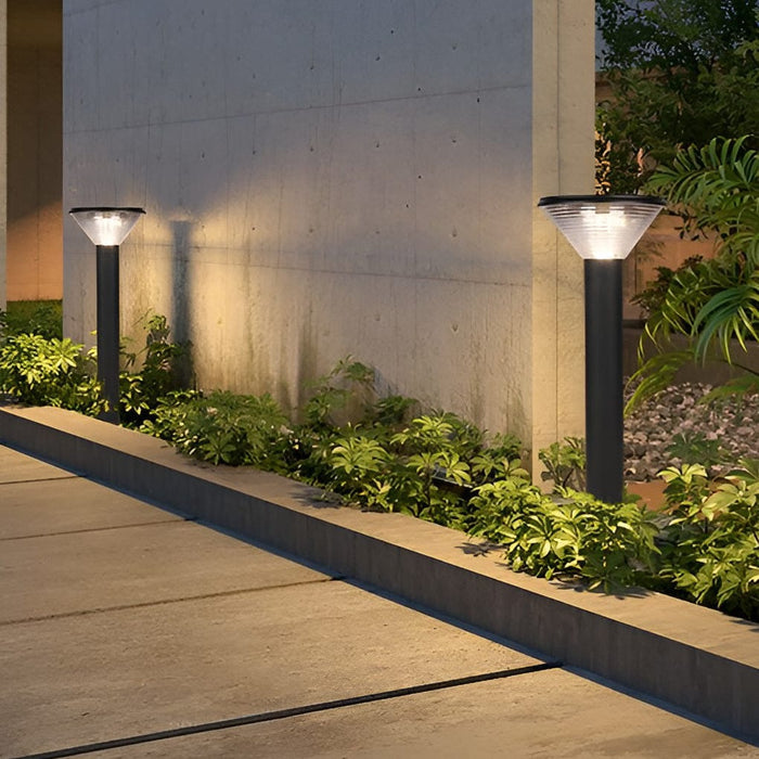 Round Light Control Induction Black Modern Outdoor Solar Pathway Lights