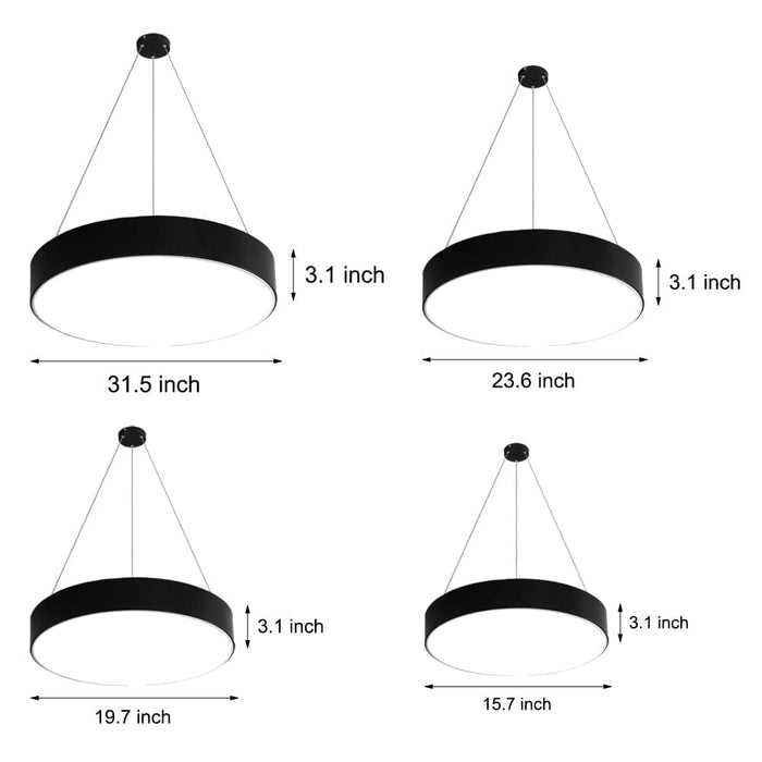 Round-panel LED Pendant Light for Commercial Spaces. Black/White