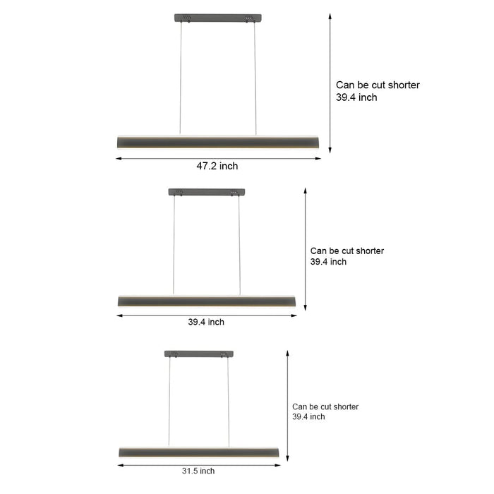 31.5''/39.4''/47.2'' LED Linear Pendant Island Up and Down Light Suspension