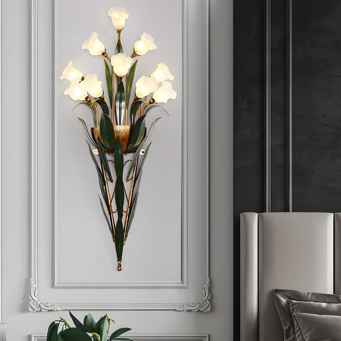 Bouquet Flowers Leaves 3 Step Dimming Pastoral American Style Wall Lamp