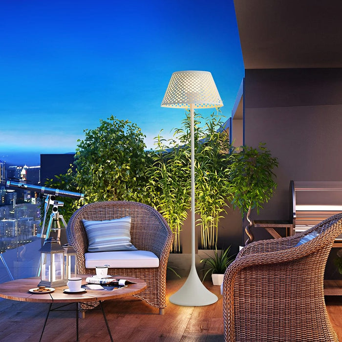 67'' Mesh Stainless Steel Perforated Outdoor Floor Lamp Solar Powered Standing Lamp