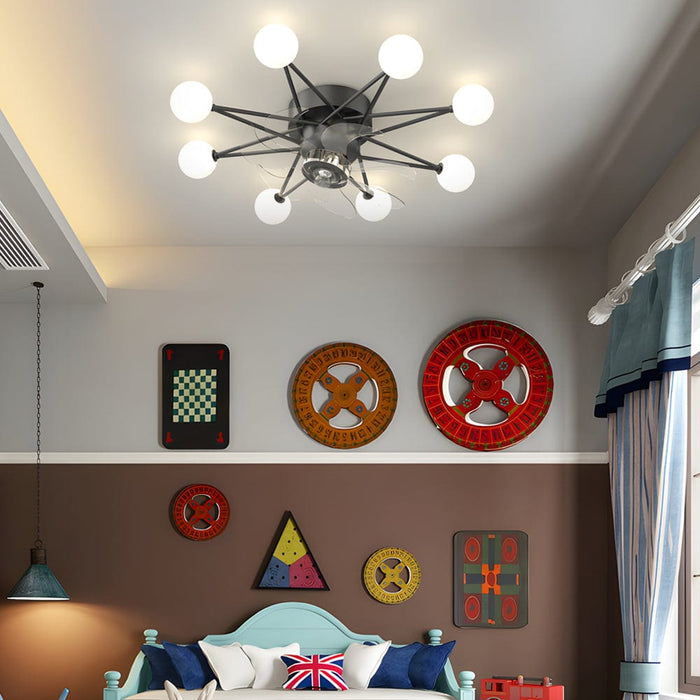 Stars Creative Balls 360° Shake Head 3 Step Dimming Modern Ceiling Fans