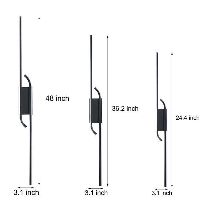 Minimalist Long Strip Aluminum LED Black Nordic Wall Lights Indoor