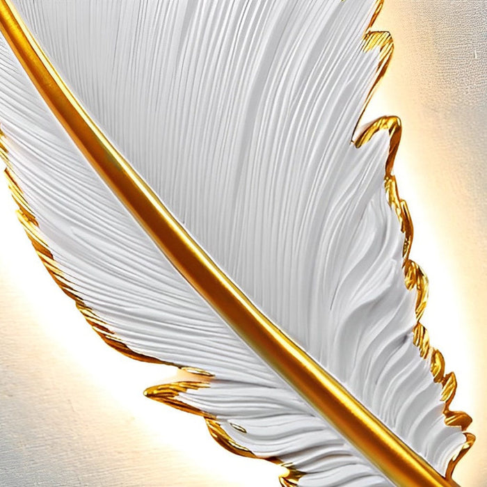 Creative Resin Feathers 3D Decor LED Dimmable White Wall Sconces Light