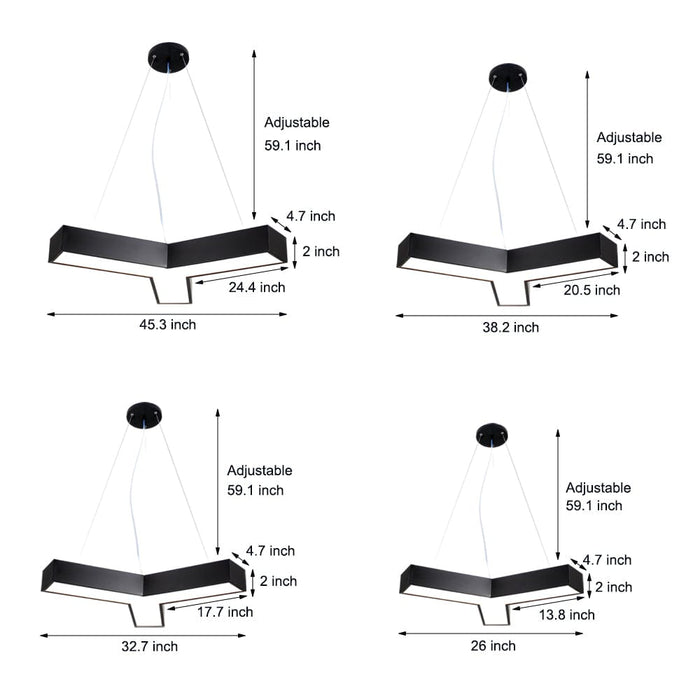 4 Pcs Y-Shaped LED Office Chandelier Hanging Ceiling Pendant Lighting