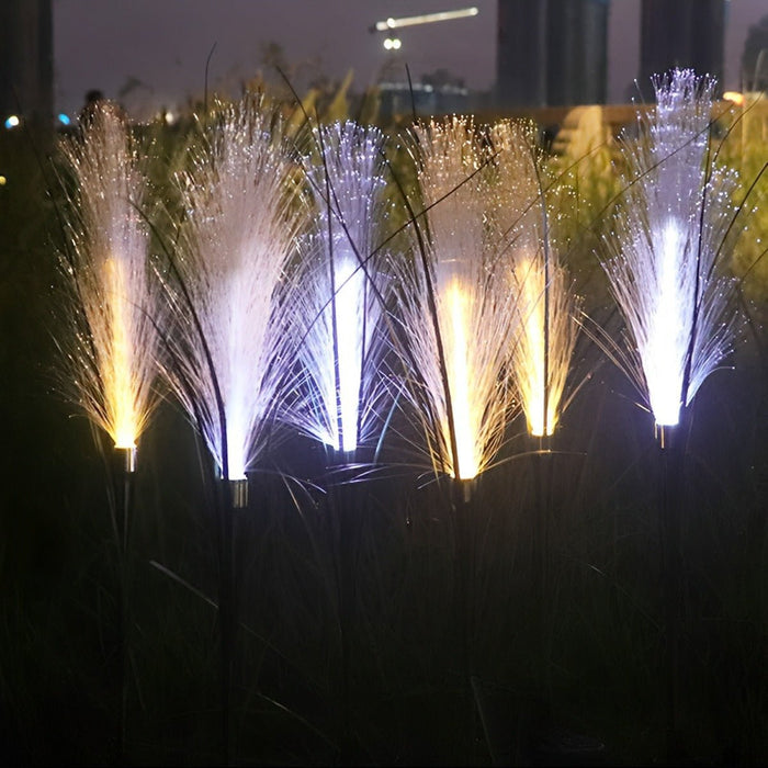 Solar Outdoor Reed Fiber Optic Lights, IP65 Waterproof, Garden/Yard/Patio Pathway Accent, 10-Pack LED Landscape Accent