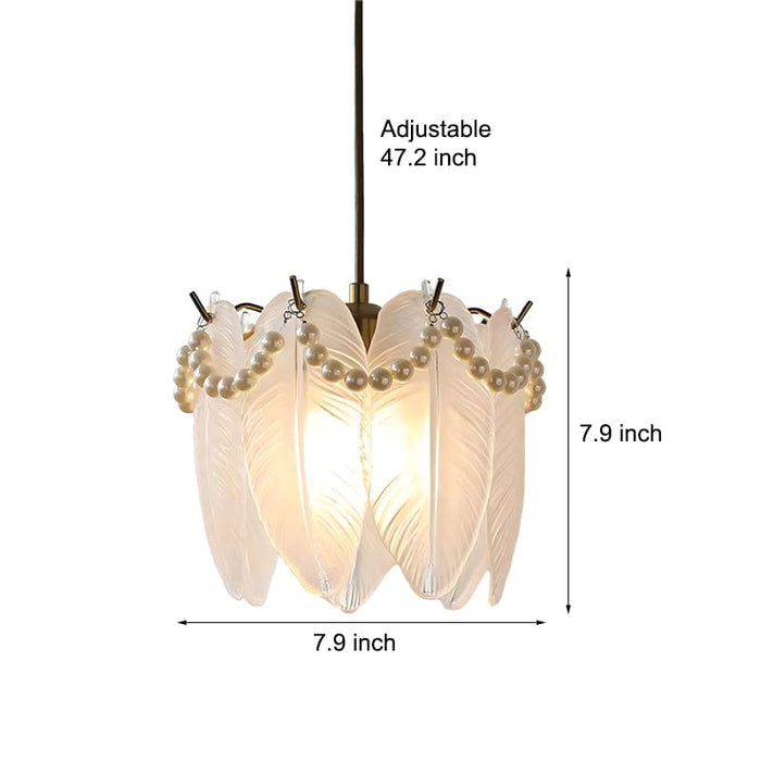 Glass Feathers Seashells Three Step Dimming French Style Chandelier