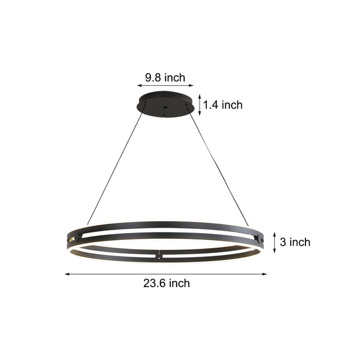 23.6-in Double Wheel Chandelier Modern LED Pendant Light. Black/Gold/Brown